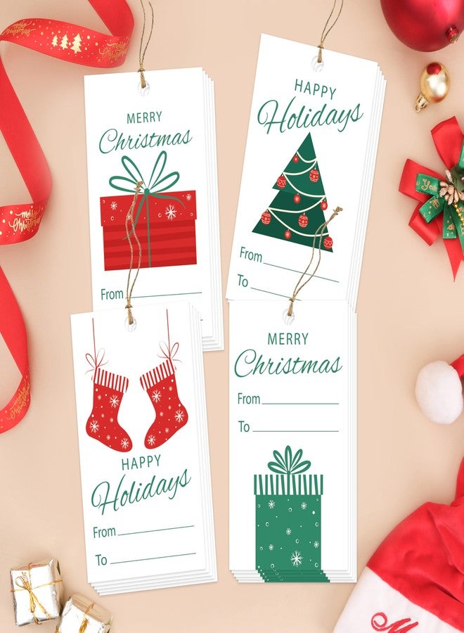 Cazhes Merry Christmas Paper Gift Tags, 40 Pcs Xmas Name Tag with String for Gifts Bags, Winter Holiday Presents Wrapping for Party Decoration Supplies - B02 - Image 1